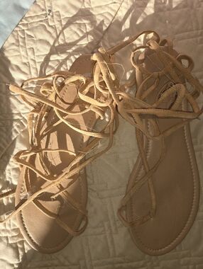 Lace-Up Strappy Women's Sandals - Tan